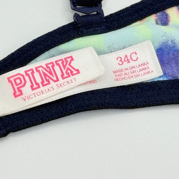 PINK Victoria's Secret Wear Everywhere Push Up Bra Rainbow Leopard Print 34C - Picture 4 of 5